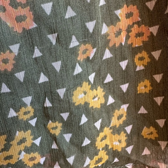 Mossimo Sheer Patterned Green Orange Yellow White Lined Skirt M Elastic Waist - Picture 8 of 8